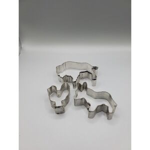 Vintage Metal Christmas Cookie Cutters Lot Of 3 Various Animal Shapes